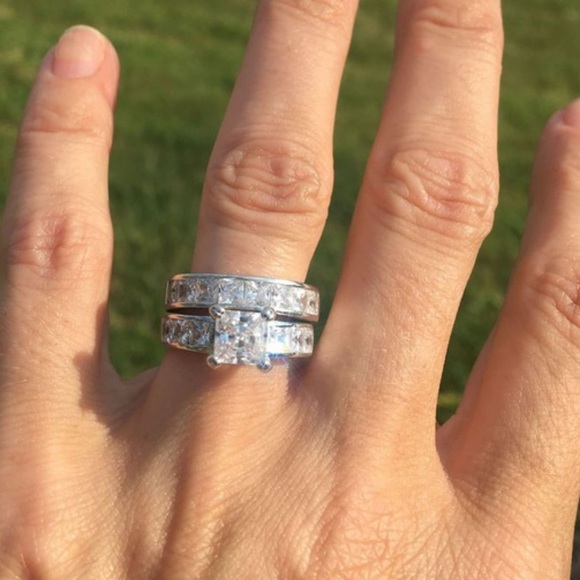 Sterling Silver Diamond Wedding Set